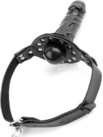 Ball Gag con Dildo Vinile Nero - immagine 5