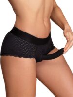 Culotte Strap-On Nylon Pizzo Nero  XL - immagine 2