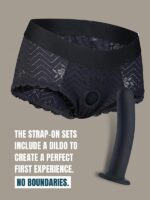 Culotte Strap-On Nylon Pizzo Nero  XL - immagine 11