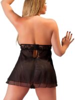 Curvy - Babydoll capezzoli scoperti Pizzo Nero 2XL - immagine 2