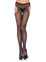 Curvy - Collant Aperti Rete Nero XL/2XL