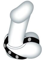 Doppio Anello Pelle e Metallo  Nero - immagine 2