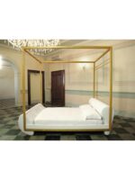 Letto Baldacchino Hugme Pelle Bianco - immagine 2