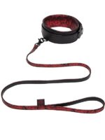 Sweet Anticipation - Collare e Guinzaglio  PVC Similpelle Nero Rosso